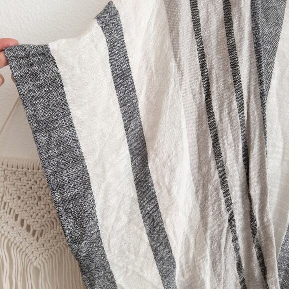 American Eagle Striped Duster in Gray White Black with Fringe Size One Size - Picture 4 of 6